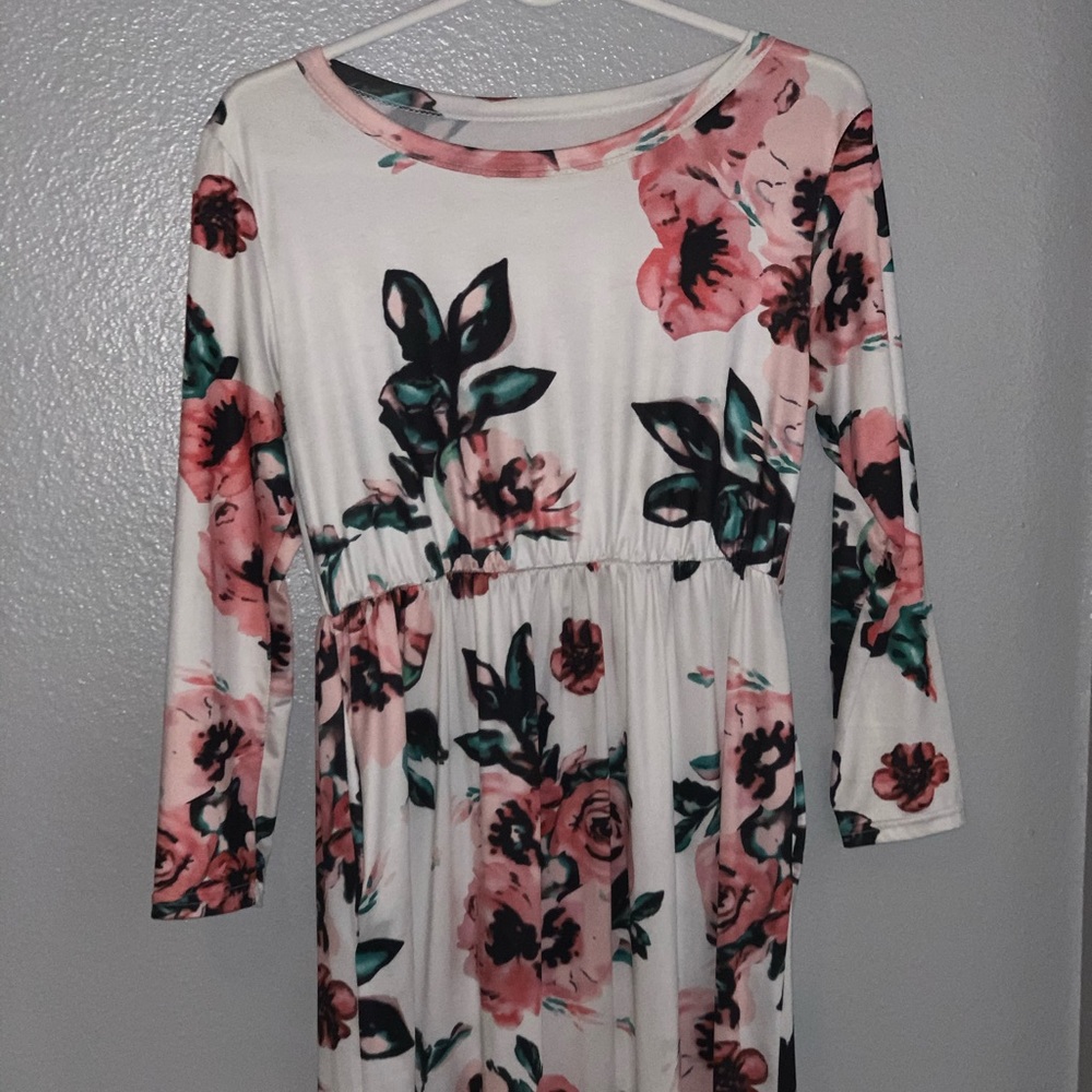 Long sleeved, floral maxi dress
